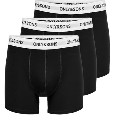 22028589 ONLY & Sons Onsfitz Solid Black Trunk, Opakowanie 3 Bokserki do spodenek, Czarny. Szczegóły: Białe Logo w talii, S Mężczyźni, Czarny Szczegóły: Białe Logo W talii, S 22028589 ONLY & Sons Onsfitz Solid Black Trunk, Opakowanie 3 Bokserki do spodenek, Czarny. Szczegóły: Białe Logo w talii, S Mężczyźni, Czarny Szczegóły: Białe Logo W talii, S
