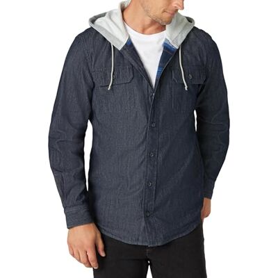 ZHB1WAB Wrangler Authentics Men's Hooded Flannel Lined Twill Shirt, Nebulous Blue, 3X-Large ZHB1WAB Wrangler Authentics Men's Hooded Flannel Lined Twill Shirt, Nebulous Blue, 3X-Large