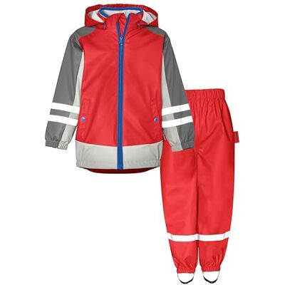 408380 Playshoes Zestaw przeciwdeszczowy, dwuczęściowy płaszcz przeciwdeszczowy 3 w 1 i spodnie przeciwdeszczowe, podszewka polarowa, Czerwony polar ściągacz, 98 408380 Playshoes Zestaw przeciwdeszczowy, dwuczęściowy płaszcz przeciwdeszczowy 3 w 1 i spodnie przeciwdeszczowe, podszewka polarowa, Czerwony polar ściągacz, 98