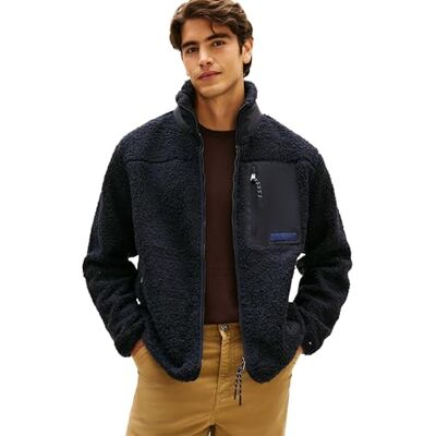 MW0MW40420 Tommy Hilfiger Męska bluza z polaru z zamkiem błyskawicznym przez , niebieska, M, Niebieski (pustynne niebo), M MW0MW40420 Tommy Hilfiger Męska bluza z polaru z zamkiem błyskawicznym przez , niebieska, M, Niebieski (pustynne niebo), M