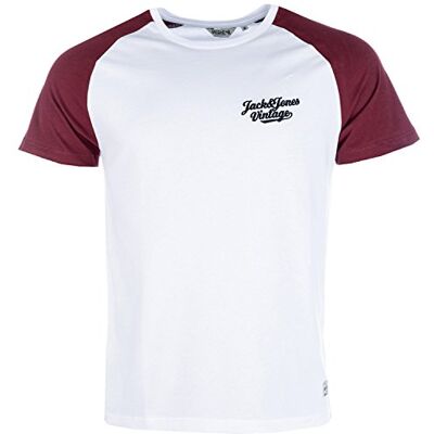 12105566-Port JACK & JONES Męski T-shirt Nath, czerwony (Port), L 12105566-Port JACK & JONES Męski T-shirt Nath, czerwony (Port), L