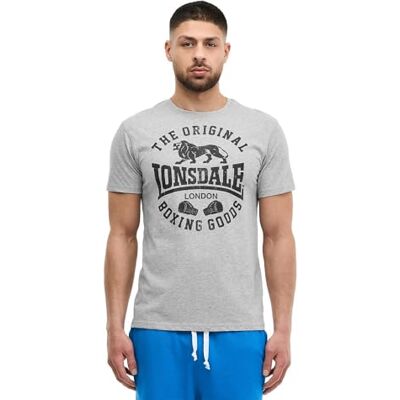 117867 Lonsdale Męski T-shirt normalny krój GRINTON, szary (Marl Grey/Black, L) 117867 Lonsdale Męski T-shirt normalny krój GRINTON, szary (Marl Grey/Black, L)