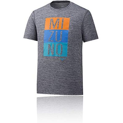 J2GA9006-08 Mizuno Impulse Core Blocks T-Shirt męski szary, pomarańczowy, S J2GA9006-08 Mizuno Impulse Core Blocks T-Shirt męski szary, pomarańczowy, S