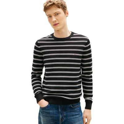 MW0MW41643 Tommy Hilfiger Męska struktura sezonowa CNECK Sweter sweter, czarny, XS, Czarny (czarny/płatek kości słoniowej), XS MW0MW41643 Tommy Hilfiger Męska struktura sezonowa CNECK Sweter sweter, czarny, XS, Czarny (czarny/płatek kości słoniowej), XS