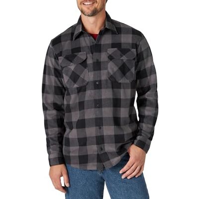 ZHCZP1D Wrangler Authentics Męska kurtka polarowa z długim rękawem, koszula z kołnierzem zapinanym na guziki, Szara kratka Buffalo, XXL ZHCZP1D Wrangler Authentics Męska kurtka polarowa z długim rękawem, koszula z kołnierzem zapinanym na guziki, Szara kratka Buffalo, XXL