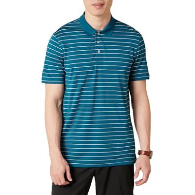 AE1811734_SUS Amazon Essentials Męska koszulka polo Slim-Fit Quick-Dry Golf, niebiesko-biały mini pasek, S AE1811734_SUS Amazon Essentials Męska koszulka polo Slim-Fit Quick-Dry Golf, niebiesko-biały mini pasek, S