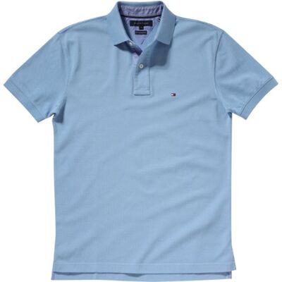 Tommy Hilfiger Męska koszulka polo PF New Tommy Knit Polo S/S RF/ 857817458, Niebieski (448 Silver Blue), 56 Tommy Hilfiger Męska koszulka polo PF New Tommy Knit Polo S/S RF/ 857817458, Niebieski (448 Silver Blue), 56