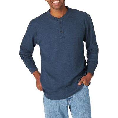 HZH2WVW Wrangler Authentics Męska koszulka z długim rękawem Waffle Henley, L HZH2WVW Wrangler Authentics Męska koszulka z długim rękawem Waffle Henley, L