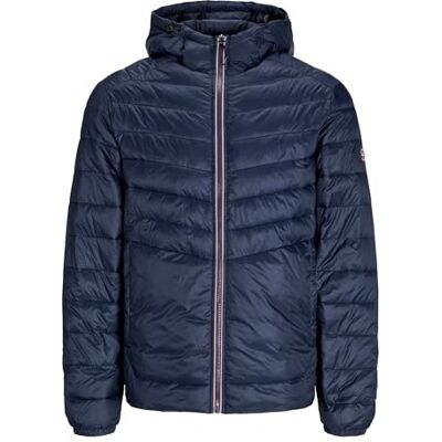 12259003 JACK&JONES PLUS Męska kurtka pikowana Jjesprint Puffer Hood Noos Pls, Granatowy blezer/szczegóły: prawdziwe czerwone szwy, 4XL 12259003 JACK&JONES PLUS Męska kurtka pikowana Jjesprint Puffer Hood Noos Pls, Granatowy blezer/szczegóły: prawdziwe czerwone szwy, 4XL