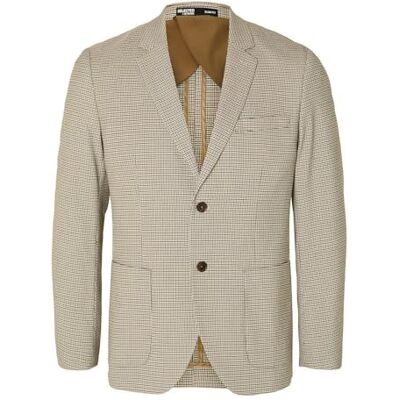 16092807 SELETED HOMME Męska marynarka Slhslim-Ryan BLZ Noos, Piasek/wzór: houndstooth, 50 16092807 SELETED HOMME Męska marynarka Slhslim-Ryan BLZ Noos, Piasek/wzór: houndstooth, 50