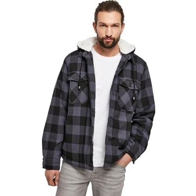 3172 Brandit Lumberjacket męska kurtka z kapturem, czarny/szary, L 3172 Brandit Lumberjacket męska kurtka z kapturem, czarny/szary, L
