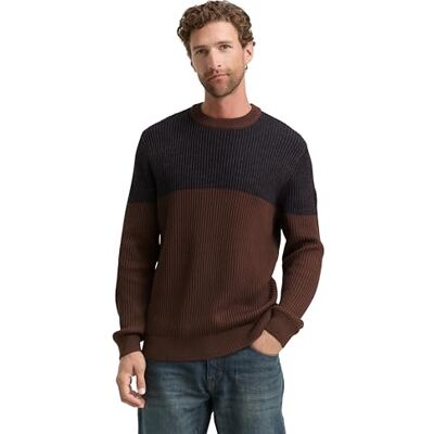 1048745 TOM TAILOR Sweter męski, 39210 Granatowy brąz Plated Mouline, XL 1048745 TOM TAILOR Sweter męski, 39210 Granatowy brąz Plated Mouline, XL