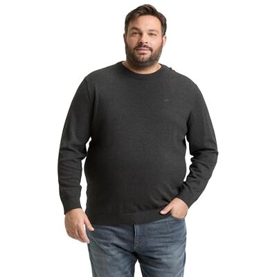 1044797 TOM TAILOR Plussize sweter męski, 10617 Black Grey Melange, 3XL Duże rozmiary 1044797 TOM TAILOR Plussize sweter męski, 10617 Black Grey Melange, 3XL Duże rozmiary