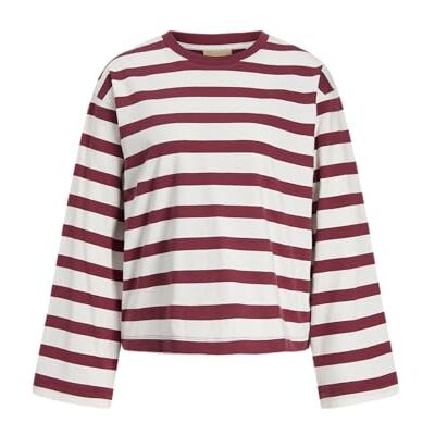12282544-4839829 Jxlona Stripe Loose Ls Tee JRS, Cabernet, XS 12282544-4839829 Jxlona Stripe Loose Ls Tee JRS, Cabernet, XS