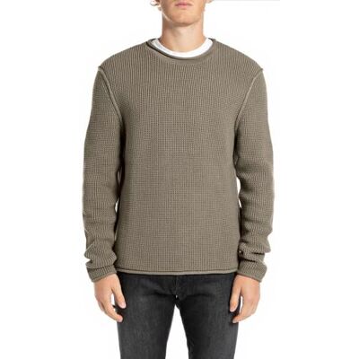 UK4452.000.G22920 Replay Męski sweter regular fit, 836 Stone Green, XS UK4452.000.G22920 Replay Męski sweter regular fit, 836 Stone Green, XS