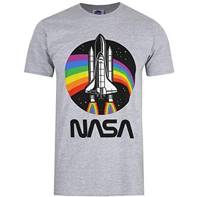 TMMTS024 Nasa Tęczowa koszulka męska, Szary sportowy, M TMMTS024 Nasa Tęczowa koszulka męska, Szary sportowy, M