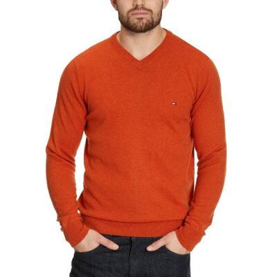 857803341 / LAMBSWOOL V-NK CF Tommy Hilfiger Męski sweter , pomarańczowy, 52 857803341 / LAMBSWOOL V-NK CF Tommy Hilfiger Męski sweter , pomarańczowy, 52
