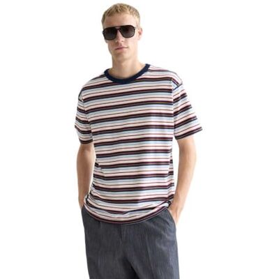 182297 Scotch & Soda Striped Relaxed-fit T-Shirt, Pageant Blue Stripe 401, M Mężczyźni 182297 Scotch & Soda Striped Relaxed-fit T-Shirt, Pageant Blue Stripe 401, M Mężczyźni