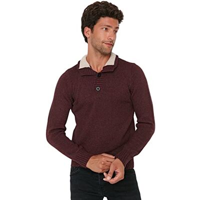 TMNAW21KZ0394 Trendyol Męski sweter z mieszanki poliestru bordowy wąski L bordowy, Burgund, L TMNAW21KZ0394 Trendyol Męski sweter z mieszanki poliestru bordowy wąski L bordowy, Burgund, L