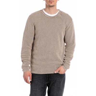 UK6143.000.G21280Q Replay Męski sweter bawełniany Regular Fit, 982 Light Turtledove, XS UK6143.000.G21280Q Replay Męski sweter bawełniany Regular Fit, 982 Light Turtledove, XS