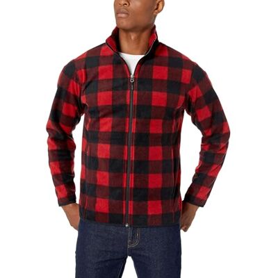S17AE10002_SUS Amazon Essentials Men's Kurtka polarowa z zamkiem błyskawicznym (dostępna w wersjach Big i Tall), Czarny Czerwony Kratka, XXL S17AE10002_SUS Amazon Essentials Men's Kurtka polarowa z zamkiem błyskawicznym (dostępna w wersjach Big i Tall), Czarny Czerwony Kratka, XXL