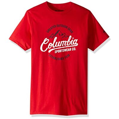 3COLM0343-636-S Columbia Męska koszulka z grafiką, Mountain Red/Volt, S 3COLM0343-636-S Columbia Męska koszulka z grafiką, Mountain Red/Volt, S
