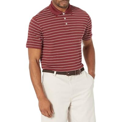 AE1811734_SUS Amazon Essentials Męska koszulka polo Slim-Fit Quick-Dry Golf, bordowe paski, L AE1811734_SUS Amazon Essentials Męska koszulka polo Slim-Fit Quick-Dry Golf, bordowe paski, L