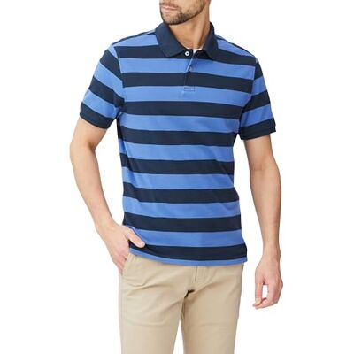 MAE40007SP18-Blnvs-X-Small Amazon Essentials Men's Bawełniana koszulka polo pique slim fit, Czarny Niebieski Paski rugby, XS MAE40007SP18-Blnvs-X-Small Amazon Essentials Men's Bawełniana koszulka polo pique slim fit, Czarny Niebieski Paski rugby, XS
