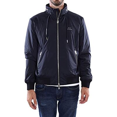 8NZB60ZN97Z1583S Armani Exchange Męska kurtka z przodu, z logo na ściągaczu, kieszenie na zamek błyskawiczny, kurtka z kapturem, niebieski, S 8NZB60ZN97Z1583S Armani Exchange Męska kurtka z przodu, z logo na ściągaczu, kieszenie na zamek błyskawiczny, kurtka z kapturem, niebieski, S