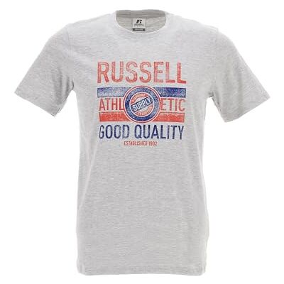 A49081 RUSSELL ATHLETIC SS Crewneck T-shirt z krótkim rękawem, New Grey Marl, 176 A49081 RUSSELL ATHLETIC SS Crewneck T-shirt z krótkim rękawem, New Grey Marl, 176