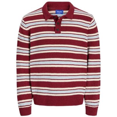 12283915-4832823 JACK & JONES Jorcambridge Knit Stripe Polo, tibetan red, S 12283915-4832823 JACK & JONES Jorcambridge Knit Stripe Polo, tibetan red, S