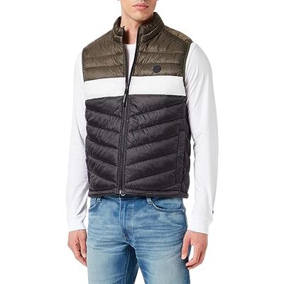 12211790 JACK & JONES Męska kamizelka pikowana Jjehero Bodywarmer Collar Noos, Rodzyn/Szczegóły: blokowane czarny/biały, L 12211790 JACK & JONES Męska kamizelka pikowana Jjehero Bodywarmer Collar Noos, Rodzyn/Szczegóły: blokowane czarny/biały, L
