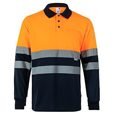 Velilla Niebiesko/pomarańczowy wysoki widoczny polo z długim rękawem - Polo shirt Velilla Niebiesko/pomarańczowy wysoki widoczny polo z długim rękawem - Polo shirt