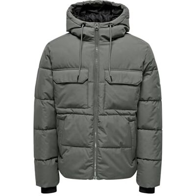 22029661-4764999 ONLY & SONS Onselijah Pckt. Hood Jacket OTW Noos męska kurtka z kapturem, Castor Gray, L 22029661-4764999 ONLY & SONS Onselijah Pckt. Hood Jacket OTW Noos męska kurtka z kapturem, Castor Gray, L