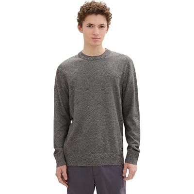 1042509 TOM TAILOR Denim Męski sweter z dzianiny z bawełny, 36274 Grey Tonal Mouline, XL 1042509 TOM TAILOR Denim Męski sweter z dzianiny z bawełny, 36274 Grey Tonal Mouline, XL
