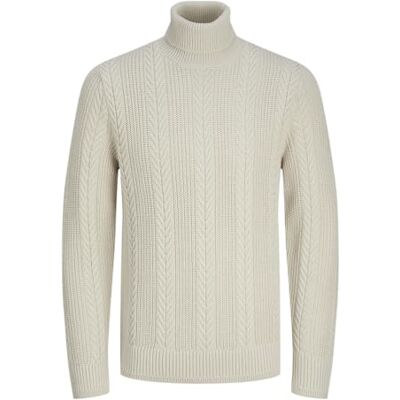 12261441 Jack & Jones Jcocipher Knit Roll Neck, Moonbeam, M 12261441 Jack & Jones Jcocipher Knit Roll Neck, Moonbeam, M