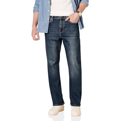 MAE55016FL18-Dar-34W x 34L Amazon Essentials Męskie dżinsy o prostym kroju, ciemny sprany, 34W / 34L MAE55016FL18-Dar-34W x 34L Amazon Essentials Męskie dżinsy o prostym kroju, ciemny sprany, 34W / 34L