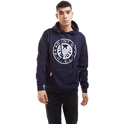 FBMHS663NVYSML Marvel Męska bluza z kapturem Retro Shield Logo, granatowy, S FBMHS663NVYSML Marvel Męska bluza z kapturem Retro Shield Logo, granatowy, S