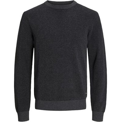 12258139-4512313 JACK & JONES Męski sweter z dzianiny Jjeglobe Knit Crew Neck Noos, ciemnoszary melanż, XL 12258139-4512313 JACK & JONES Męski sweter z dzianiny Jjeglobe Knit Crew Neck Noos, ciemnoszary melanż, XL