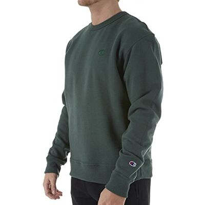S0888-Dark Green-Small Champion Męskie, Powerblend polarowe, bluzy z okrągłym dekoltem (Reg. Or Big & Tall), Ciemnozielone logo C, S S0888-Dark Green-Small Champion Męskie, Powerblend polarowe, bluzy z okrągłym dekoltem (Reg. Or Big & Tall), Ciemnozielone logo C, S