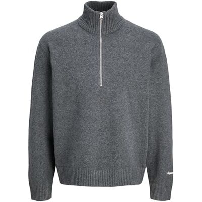 12283385-4890748 JACK & JONES Jornorrebro Knit Half Zip Pls Plus Size, ciemnoszary melanż, 3XL 12283385-4890748 JACK & JONES Jornorrebro Knit Half Zip Pls Plus Size, ciemnoszary melanż, 3XL