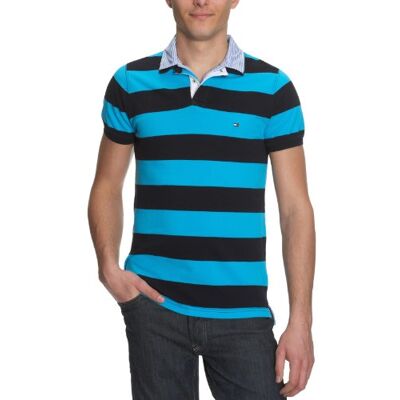 883523605 Tommy Hilfiger Męska koszulka/koszulka polo , Wielokolorowy (Midnight/Cosmo Turquoise), 50 883523605 Tommy Hilfiger Męska koszulka/koszulka polo , Wielokolorowy (Midnight/Cosmo Turquoise), 50