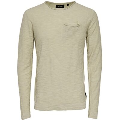 22001239-Beige Only & Sons Męski sweter sportowy Ian, Beżowy (płatki owsiane), L 22001239-Beige Only & Sons Męski sweter sportowy Ian, Beżowy (płatki owsiane), L