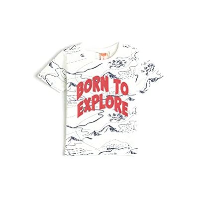 3SMB10164TK Koton Babyboys slogan Printed Crew Neck Short Sleeve Cotton T-Shirt, Ecru Design (03e), 3-4 Lat 3SMB10164TK Koton Babyboys slogan Printed Crew Neck Short Sleeve Cotton T-Shirt, Ecru Design (03e), 3-4 Lat