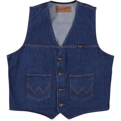 74130PW Wrangler Mężczyźni Unlined Denim Vest Kamizelka, Niebieski, L 74130PW Wrangler Mężczyźni Unlined Denim Vest Kamizelka, Niebieski, L