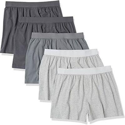 AEBTCT49M5_Grey Heather, Charcoal Mix Amazon Essentials Męskie bokserki z bawełny Jersey (dostępne w dużych i wysokich), 5 sztuk, Szary wrzos/węgiel drzewny mieszanka, 6X Big AEBTCT49M5_Grey Heather, Charcoal Mix Amazon Essentials Męskie bokserki z bawełny Jersey (dostępne w dużych i wysokich), 5 sztuk, Szary wrzos/węgiel drzewny mieszanka, 6X Big