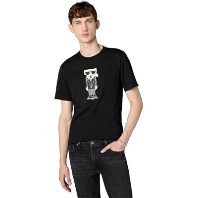 LM0A3706 Karl Lagerfeld Paris T, Kocktail Karl Koszulka męska z krótkim rękawem i okrągłym dekoltem, Czarny, M LM0A3706 Karl Lagerfeld Paris T, Kocktail Karl Koszulka męska z krótkim rękawem i okrągłym dekoltem, Czarny, M
