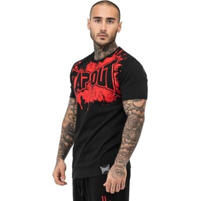 940020 Tapout Męski T-shirt normalny krój Splashed, czarny/czerwony, L 940020 Tapout Męski T-shirt normalny krój Splashed, czarny/czerwony, L