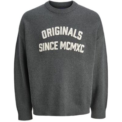 12283509-4828225 JACK & JONES Jormeadows Knit Crew Neck, ciemnoszary melanż, M 12283509-4828225 JACK & JONES Jormeadows Knit Crew Neck, ciemnoszary melanż, M