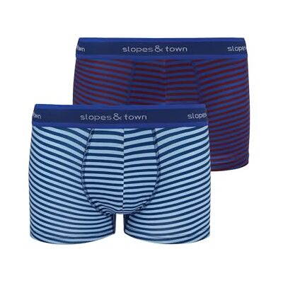 STBSHBURLIGBLUSTR Slopes and Town Bamboo Bokserki Burgundy/Light Blue Stripes (2 sztuki), Burgundy Light Blue, S STBSHBURLIGBLUSTR Slopes and Town Bamboo Bokserki Burgundy/Light Blue Stripes (2 sztuki), Burgundy Light Blue, S